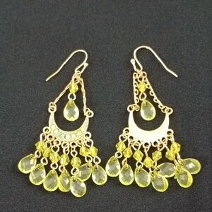 Elegant Gold and Yellow Chandelier Earrings
